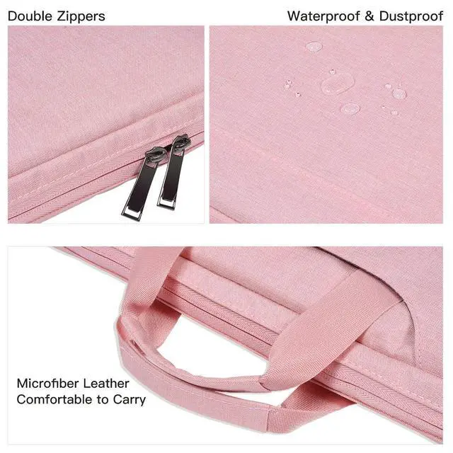 Alt view image 4 of 7 - 14 15 Inch Laptop Case Women Ladies Bag TSA Laptop Sleeve for MacBook Pro 14" M5/M4/M3/M2/M1, Macbook Air 15 M5/M4, Dell XPS 15/Inspiron 14, Acer HP Lenovo ASUS Chromebook 14" Notebook Case Bag, Pink
