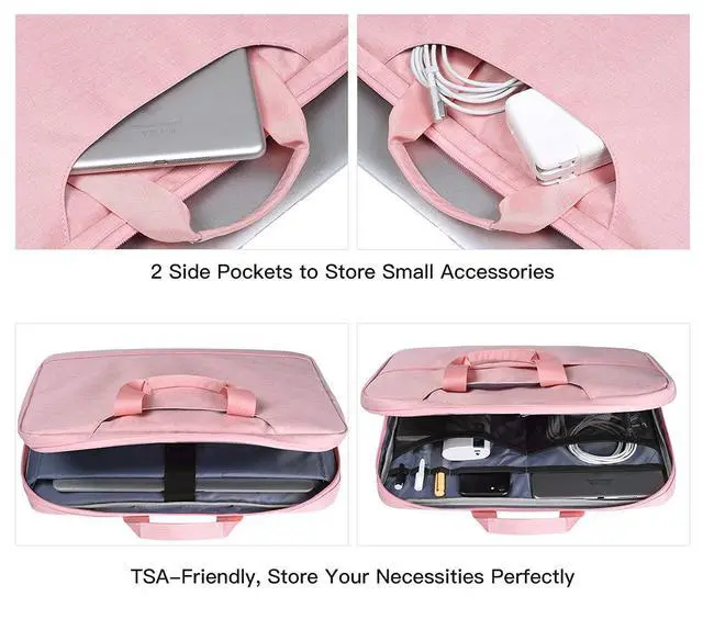 Alt view image 5 of 7 - 14 15 Inch Laptop Case Women Ladies Bag TSA Laptop Sleeve for MacBook Pro 14" M5/M4/M3/M2/M1, Macbook Air 15 M5/M4, Dell XPS 15/Inspiron 14, Acer HP Lenovo ASUS Chromebook 14" Notebook Case Bag, Pink