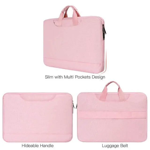 Alt view image 3 of 7 - 14 15 Inch Laptop Case Women Ladies Bag TSA Laptop Sleeve for MacBook Pro 14" M5/M4/M3/M2/M1, Macbook Air 15 M5/M4, Dell XPS 15/Inspiron 14, Acer HP Lenovo ASUS Chromebook 14" Notebook Case Bag, Pink