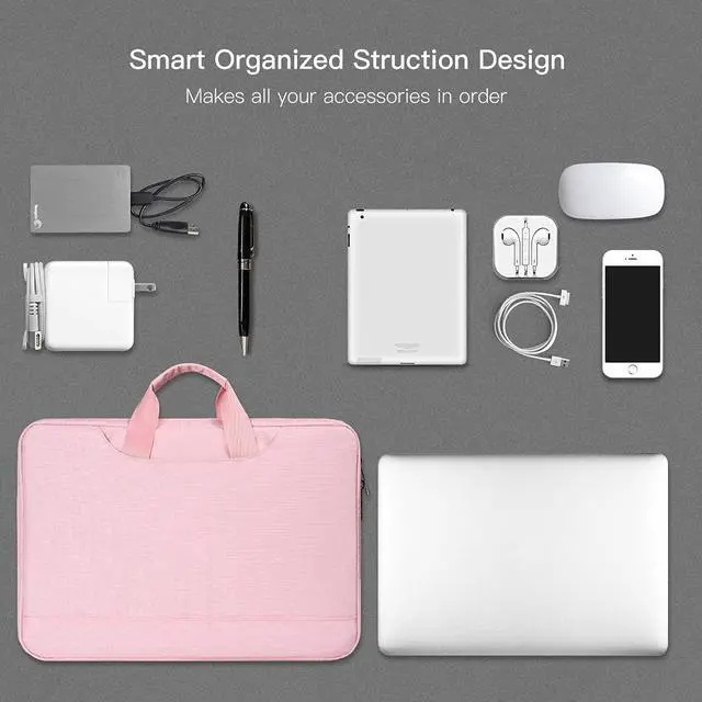 Alt view image 6 of 7 - 14 15 Inch Laptop Case Women Ladies Bag TSA Laptop Sleeve for MacBook Pro 14" M5/M4/M3/M2/M1, Macbook Air 15 M5/M4, Dell XPS 15/Inspiron 14, Acer HP Lenovo ASUS Chromebook 14" Notebook Case Bag, Pink