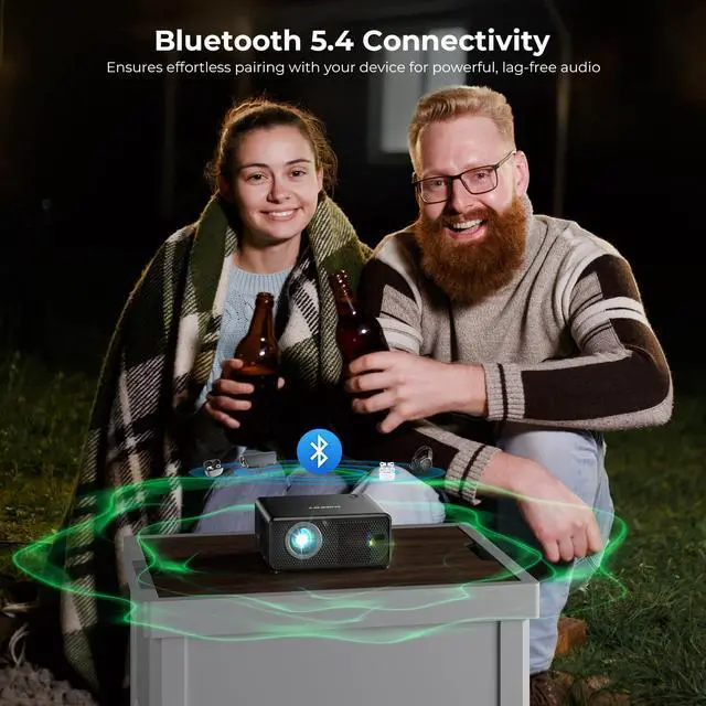 Alt view image 6 of 7 - Mini Projector with WiFi and Bluetooth, Compatible with Netflix/YouTube/PrimeVideo, Electric Focus & Keystone, Short Throw Full HD 1080P Video Projector, Portable Outdoor/Indoor Use