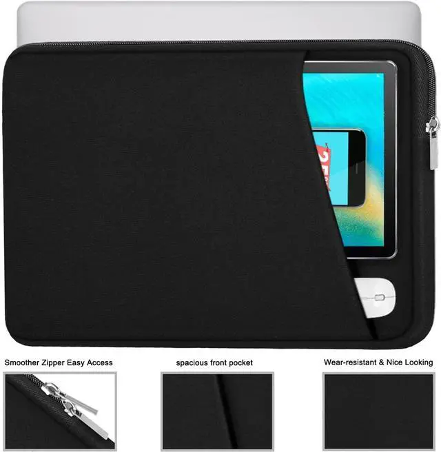Alt view image 2 of 7 - Laptop Case Sleeve 14 inch, Durable Carrying Bag Shockproof Protective Case Cover, Handbags Briefcase Laptop Bag Compatible with 14" MacBook Air/Pro HP Asus Lenovo Notebook Computer, Black