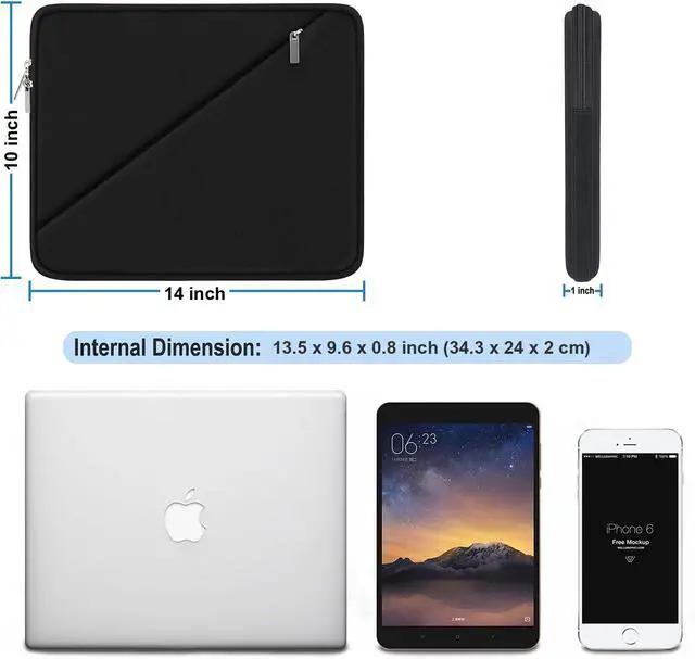 Alt view image 4 of 7 - Laptop Sleeve 14 Inch, Traveling Carrying Computer Bag with Accessory Pocke