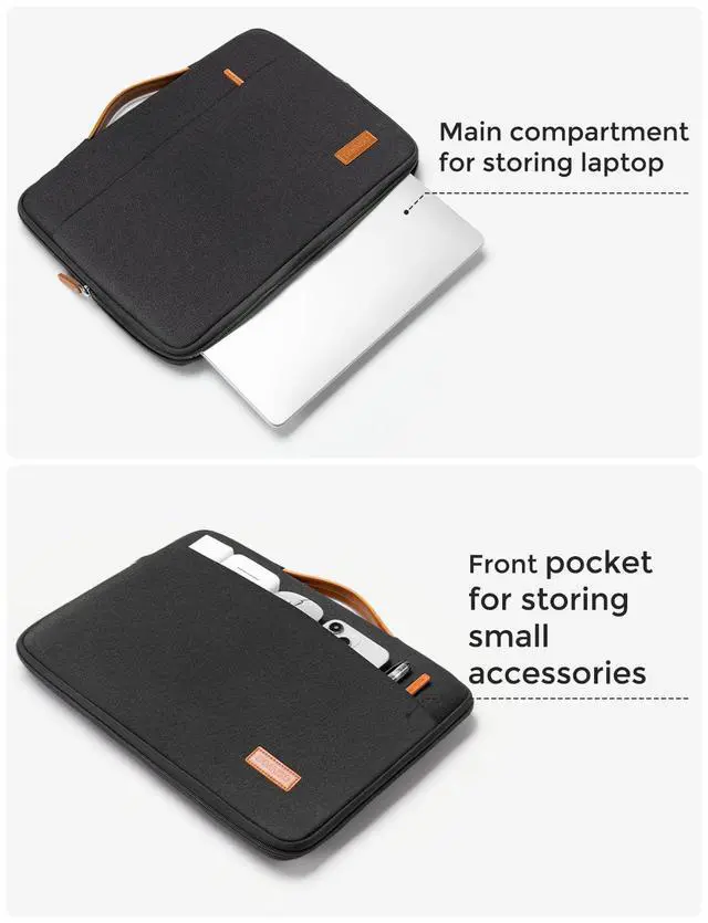 Alt view image 4 of 7 - 14 inch Laptop Case Sleeve Protective Cover Compatible with 15 inch MacBook Air M4 M3 M2,MacBook Pro,14-15 inch HP Dell ASUS Lenovo Chromebook,Waterproof Computer Cases Bag with Handle,Black