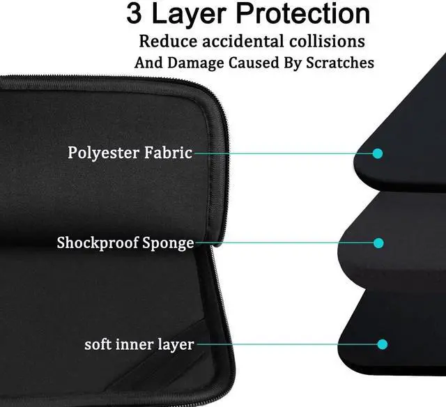 Alt view image 4 of 7 - Laptop Sleeve case 14 inch, Protective Soft Padded Computer Carrying Bag