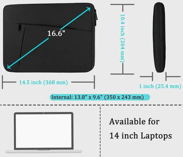 Alt view image 5 of 7 - Laptop Sleeve case 14 inch, Protective Soft Padded Computer Carrying Bag