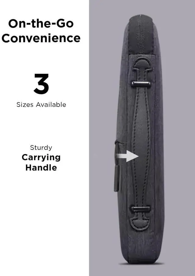 Alt view image 4 of 7 - Urban Laptop Sleeve 14 Inch for Laptop/ Notebook/Tablet Compatible with MacBook Air/Pro Water Resistant - Charcoal Grey