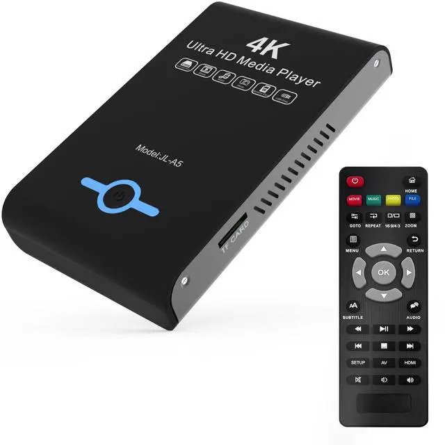 Main image of 4K Ultra HD Media Player 2-in-1 HDD Enclosure for USB Drives and MicrosD Cards- Plays Digital Signage, H.265/HEVC H.264/AVC MP4 MKV Videos Etc,Auto Play and Resume,Supports 2"/2.5"/3" SATA HDD