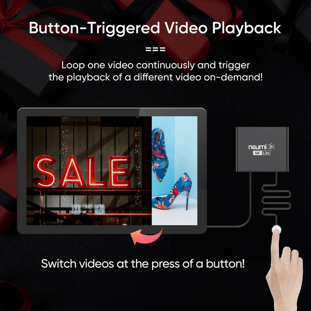 Alt view image 2 of 4 - Push Button Trigger for NEUMI Atom 4K Lite and Atom 1080P Media Players Fits Atom 4K Lite and Atom 1080P only; 9/16-inch (14.5mm) button, 1/2-inch (12.5mm) panel hole, 5ft (1.5m) cable