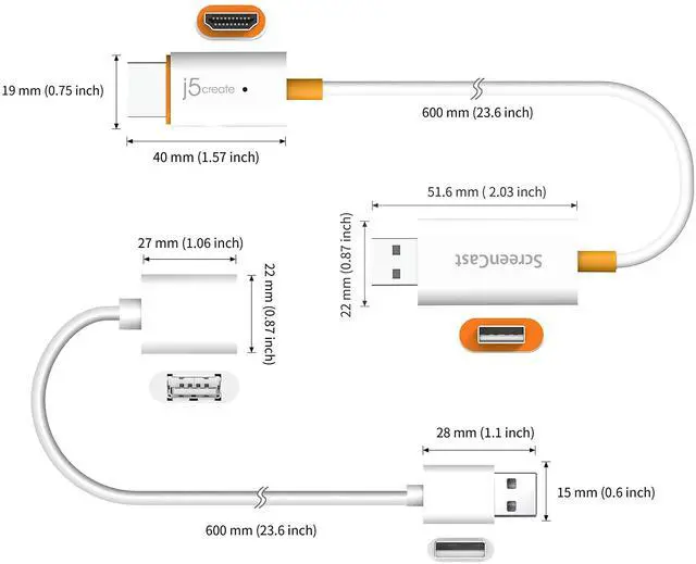 Alt view image 7 of 7 - ScreenCast HDMI Wireless Display Adapter Receiver - Mirror Phone, Tablet, Laptop to HDTV - Compatible with MiraCast, AirPlay, Android, Windows 10 PC, iOS, iPhone, Tablet (JVAW56)