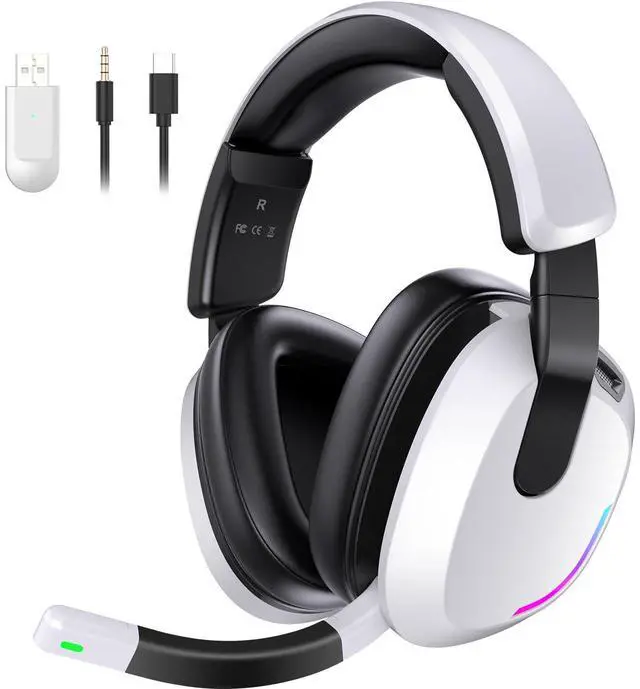 Main image of Wireless Gaming Headset for PS5 PS4 PC Switch Mac - RGB Over-Ear Headphones with Noise Cancelling Mic, 60H Playtime, 7.1 Surround Sound, Bluetooth 5.4 & Memory Foam Ear Cushions