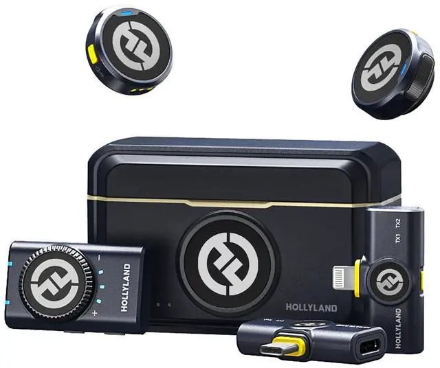 Main image of Hollyland Lark M2 Wireless Microphone for iPhone/Camera/Android/PC, 48kHz/24-bit High Fidelity Audio, 300m Range, Noise Cancelling, 40h Use, YouTube, Vlog, Streaming (2TX + 3RX + Charging Case)
