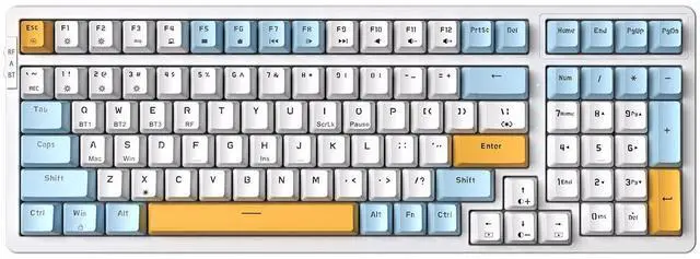 Main image of Wireless Mechanical Keyboard, Triple Mode 2.4G/USB-C/BT Gaming Keyboards 100 Keys Ice-Blue Backlit Brown Switch Keyboard | Rechargeable Mechanical Gaming Keyboards | Ice Blue/W/Y