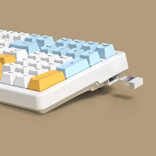 Alt view image 5 of 7 - Wireless Mechanical Keyboard, Triple Mode 2.4G/USB-C/BT Gaming Keyboards 100 Keys Ice-Blue Backlit Brown Switch Keyboard | Rechargeable Mechanical Gaming Keyboards | Ice Blue/W/Y
