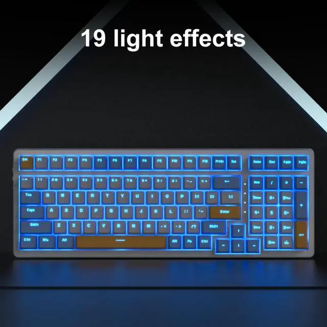 Alt view image 6 of 7 - Wireless Mechanical Keyboard, Triple Mode 2.4G/USB-C/BT Gaming Keyboards 100 Keys Ice-Blue Backlit Brown Switch Keyboard | Rechargeable Mechanical Gaming Keyboards | Ice Blue/W/Y