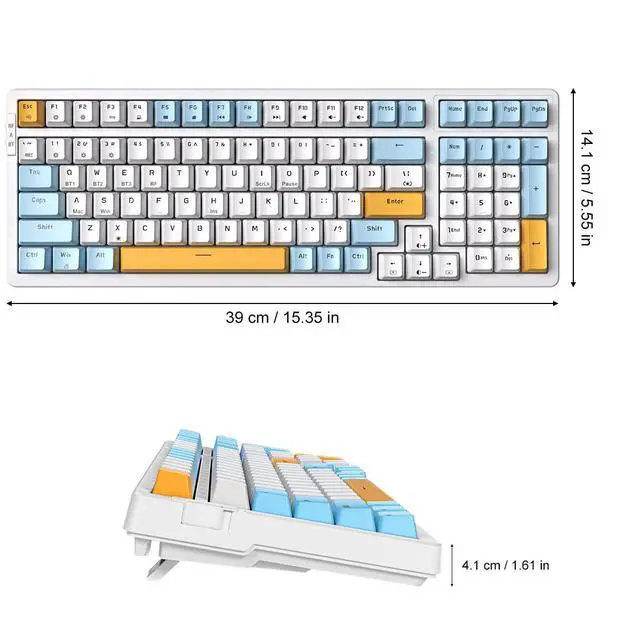 Alt view image 7 of 7 - Wireless Mechanical Keyboard, Triple Mode 2.4G/USB-C/BT Gaming Keyboards 100 Keys Ice-Blue Backlit Brown Switch Keyboard | Rechargeable Mechanical Gaming Keyboards | Ice Blue/W/Y