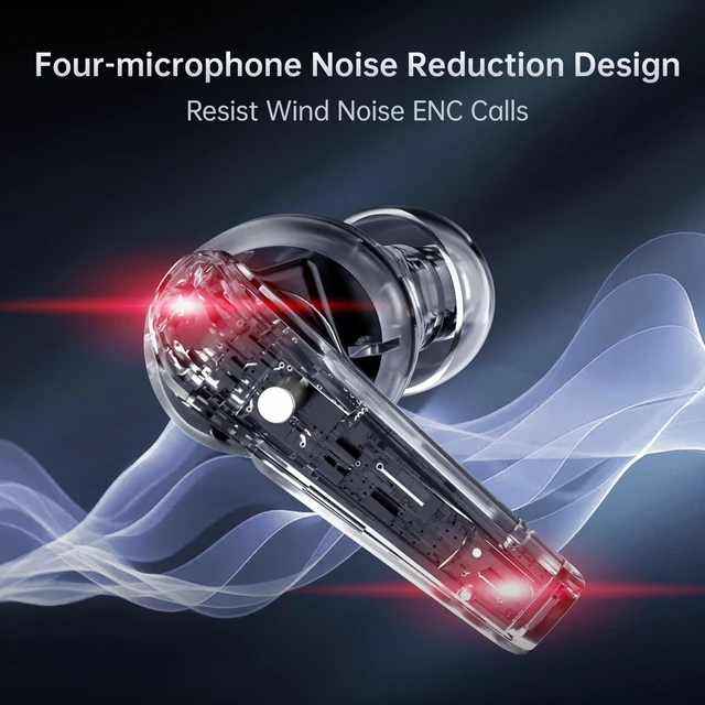 Alt view image 3 of 7 - TH60 Gaming Wireless Earbuds, Ultra-Low Latency, Active Noise Cancelling Mic, Dual Mode 2.4Ghz & Bluetooth, 36-Hour Battery Life, IPX5 Waterproof, Hi-Fi Sound, VR, Switch, Pc, Phone