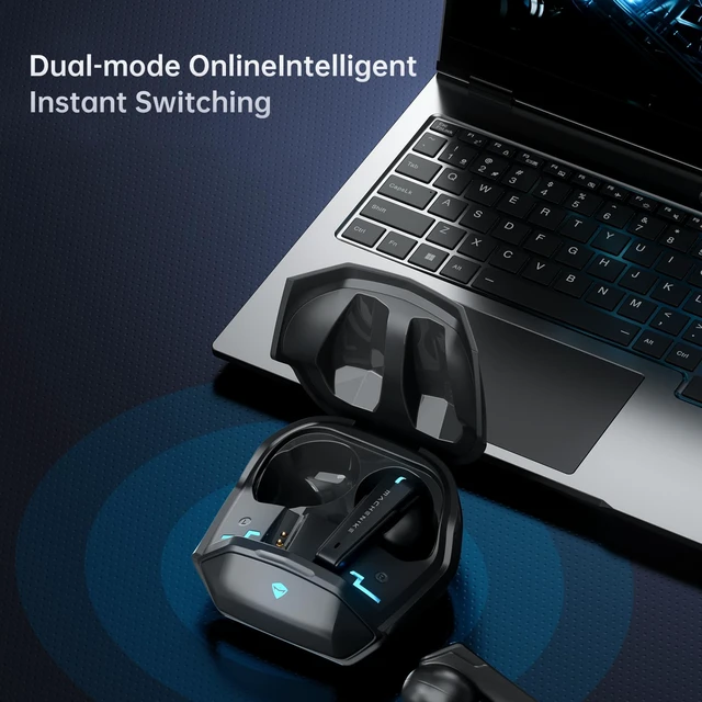 Alt view image 6 of 7 - TH60 Gaming Wireless Earbuds, Ultra-Low Latency, Active Noise Cancelling Mic, Dual Mode 2.4Ghz & Bluetooth, 36-Hour Battery Life, IPX5 Waterproof, Hi-Fi Sound, VR, Switch, Pc, Phone