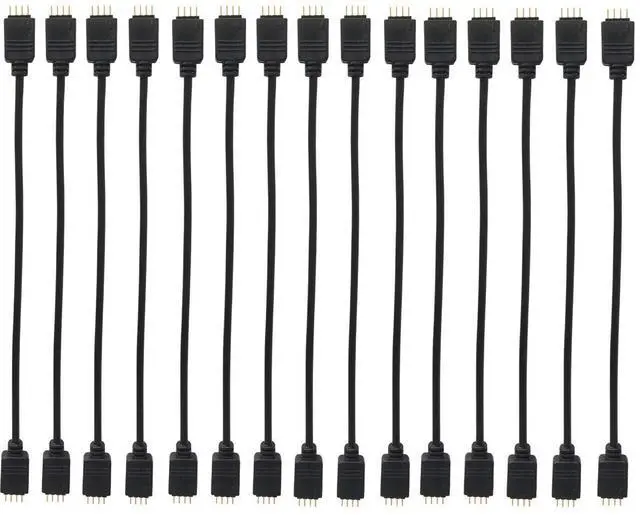 Main image of 15pcs Black 0.3M/ 0.98ft 4 Color RGB Extension Cable LED Strip Connector for SMD 5050 3528 LED Light Strip RGB Wire