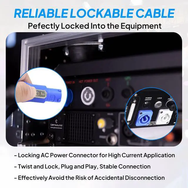 Alt view image 7 of 7 - 1 Pack PowerCon Power Cable - 3 Pin AC PowerCON Input to Output Extension Cables for LED Scream, Stage Lighting, Audio Video Equipment, Live Show (25 Feet)