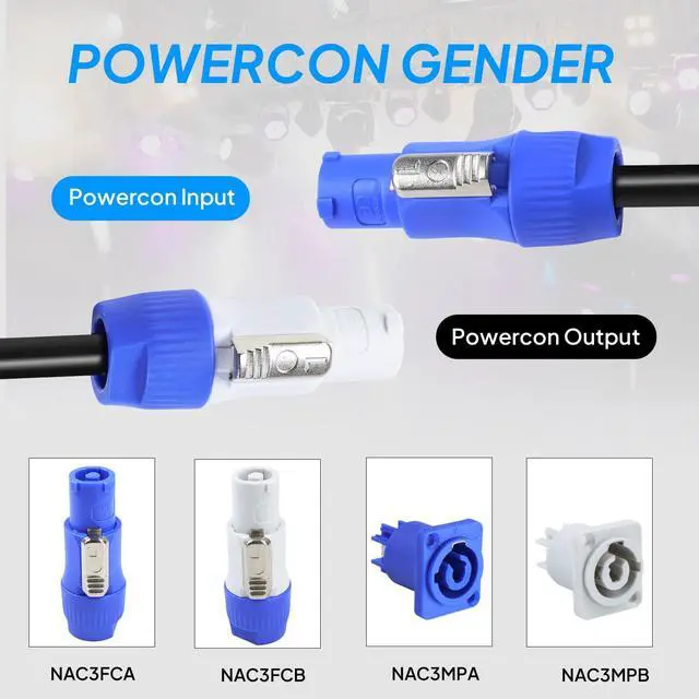 Alt view image 5 of 7 - 1 Pack PowerCon Power Cable - 3 Pin AC PowerCON Input to Output Extension Cables for LED Scream, Stage Lighting, Audio Video Equipment, Live Show (25 Feet)