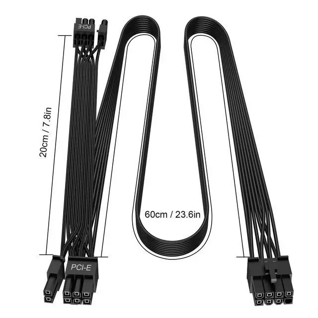 Alt view image 7 of 7 - PCIe Cable Campatible with Corsair, 60 cm 8 Pin to Dual 6+2 Pin, Male to Male GPU Power Cable, Compatible with ARESGAME Modular Power Supplies (60cm+18cm), 1Pack