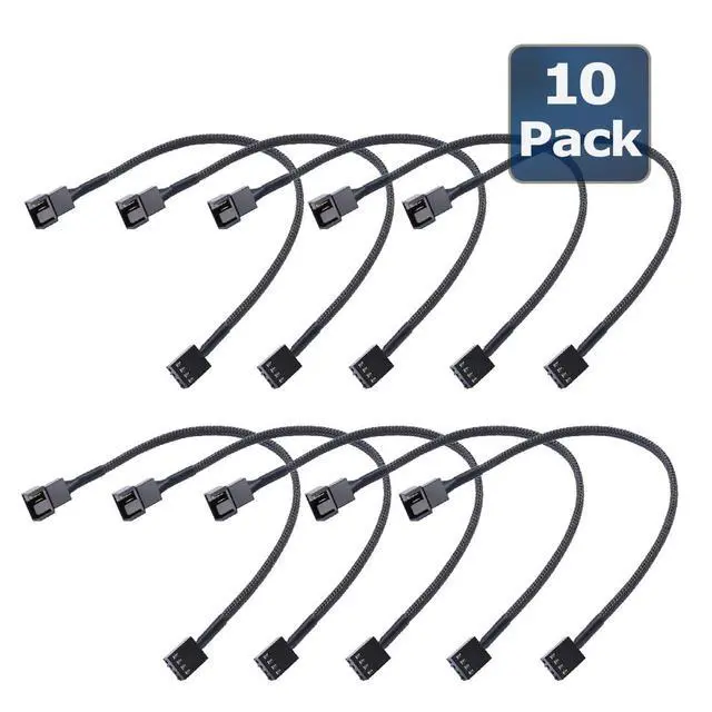 Alt view image 2 of 7 - (10 Pack, 10.5 inches 4-Pin Clooling Fan Splitter Cable, Adapter Computer PC Fans Power Extension Cable Desktop Computer ATX Case 4 Pin 3 Pin PWM Fan Cable, with Sleeved Braided