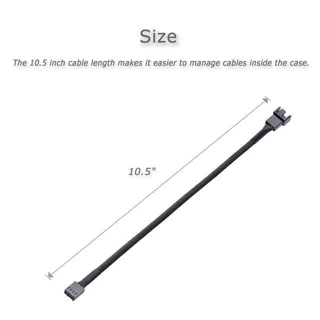 Alt view image 3 of 7 - (10 Pack, 10.5 inches 4-Pin Clooling Fan Splitter Cable, Adapter Computer PC Fans Power Extension Cable Desktop Computer ATX Case 4 Pin 3 Pin PWM Fan Cable, with Sleeved Braided