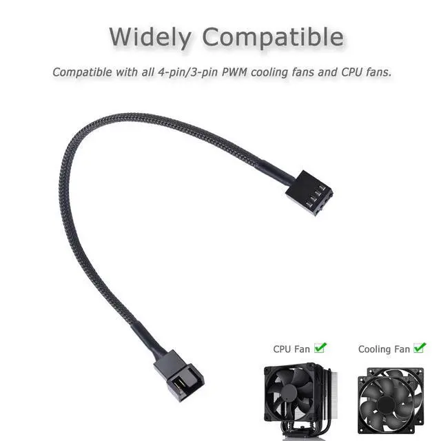 Alt view image 5 of 7 - (10 Pack, 10.5 inches 4-Pin Clooling Fan Splitter Cable, Adapter Computer PC Fans Power Extension Cable Desktop Computer ATX Case 4 Pin 3 Pin PWM Fan Cable, with Sleeved Braided