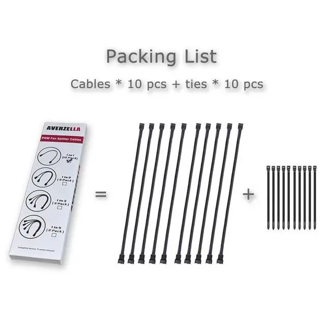 Alt view image 7 of 7 - (10 Pack, 10.5 inches 4-Pin Clooling Fan Splitter Cable, Adapter Computer PC Fans Power Extension Cable Desktop Computer ATX Case 4 Pin 3 Pin PWM Fan Cable, with Sleeved Braided