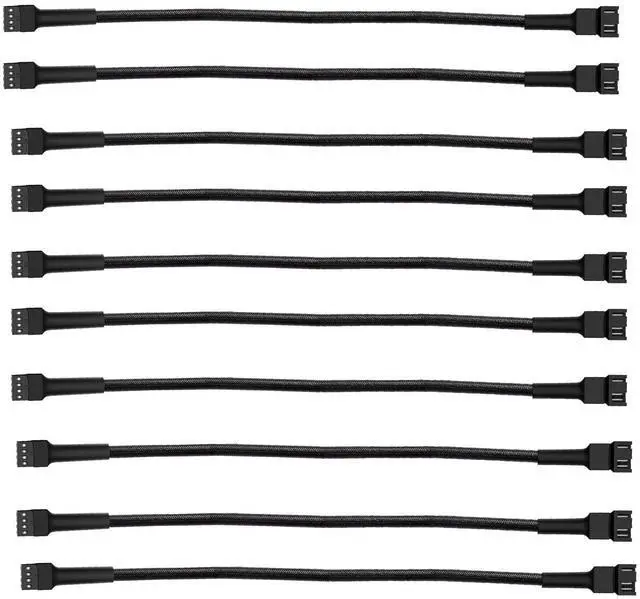Main image of New Materials 3 Pin / 4-Pin pc Fan Extension Cable 12" 30cm, Black (pwm Fan Extension Cable 10 Pack)