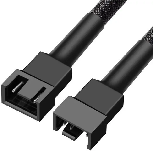 Alt view image 4 of 7 - New Materials 3 Pin / 4-Pin pc Fan Extension Cable 12" 30cm, Black (pwm Fan Extension Cable 10 Pack)