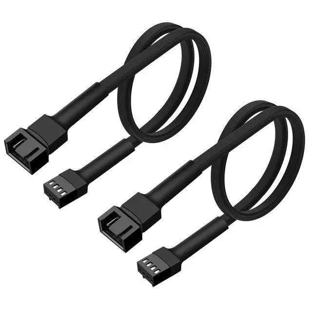 Alt view image 6 of 7 - New Materials 3 Pin / 4-Pin pc Fan Extension Cable 12" 30cm, Black (pwm Fan Extension Cable 10 Pack)