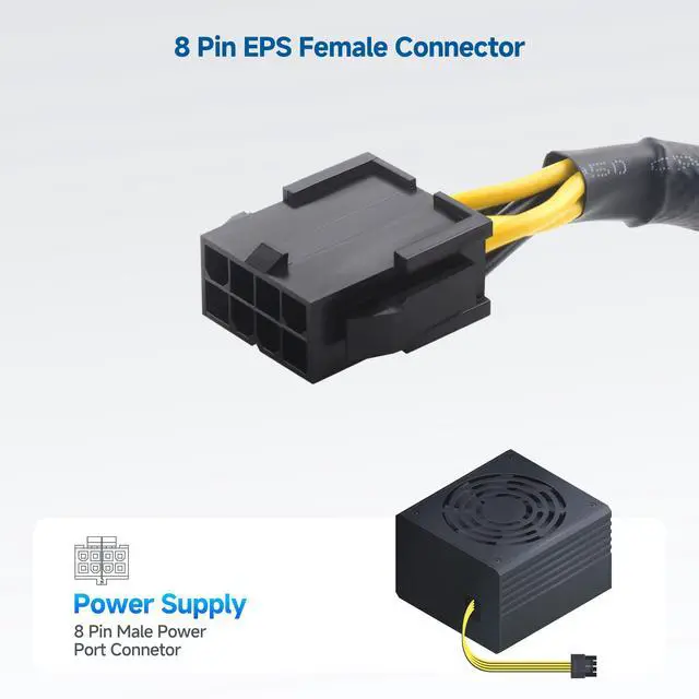 Alt view image 4 of 7 - 2-Pack 8 Pin EPS CPU Extension Cable - 10 Inches, 8-Pin ATX/CPU Power Cable Male to Female