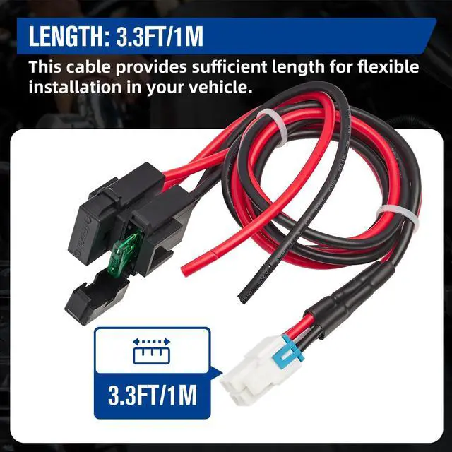 Alt view image 2 of 7 - 4 Pin 12AWG DC Power Cord Cable, 1M Short Wave Power Supply Cable with 30A Fuse Compatible for Yaesu FT-891 FT-450D Kenwood TS-480 TK-690 Icom IC-7000 IC-7300 Alinco Vertex CB Mobile Radio