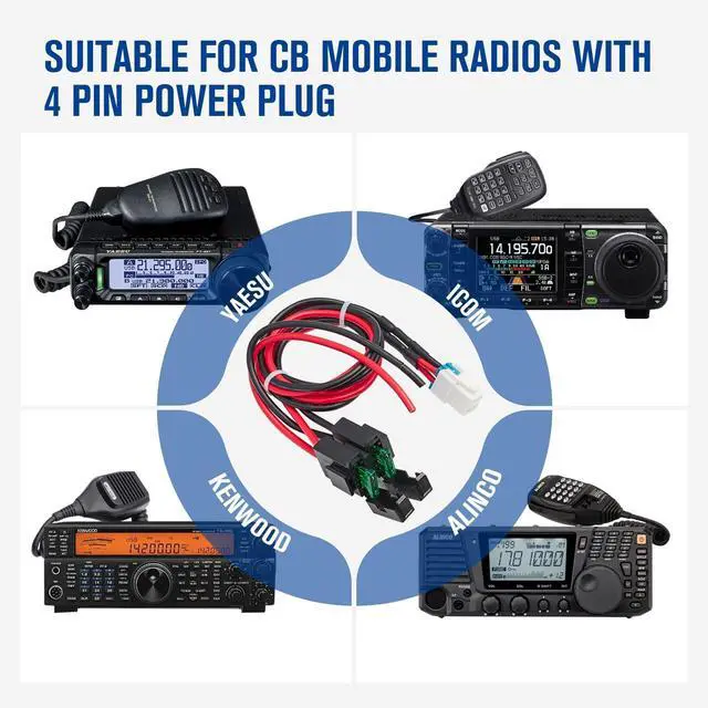 Alt view image 6 of 7 - 4 Pin 12AWG DC Power Cord Cable, 1M Short Wave Power Supply Cable with 30A Fuse Compatible for Yaesu FT-891 FT-450D Kenwood TS-480 TK-690 Icom IC-7000 IC-7300 Alinco Vertex CB Mobile Radio