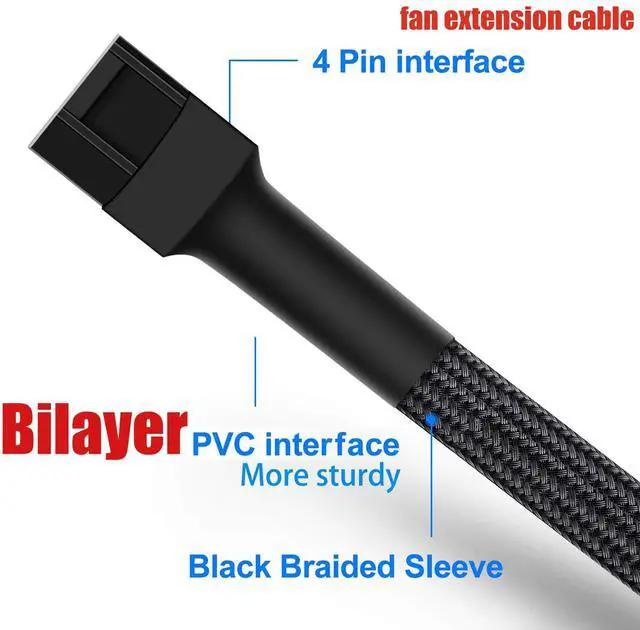 Alt view image 7 of 7 - 12" pwm Fan Extension Cable4 pin Fan Extension CableCable Extension pcPC Fan Extension Cable, PWM Fan Extension Cable, PWM Extension Cable (12"30cm 5pcs)