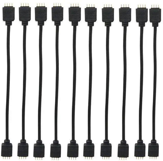 Main image of 10pcs Black 0.3M 0.98ft 4 Color RGB Extension Cable LED Strip Connector Extension Cable Cord Wire 4 Pin LED Connector for SMD 5050 3528 2835 RGB LED Light Strip (10 PCS)