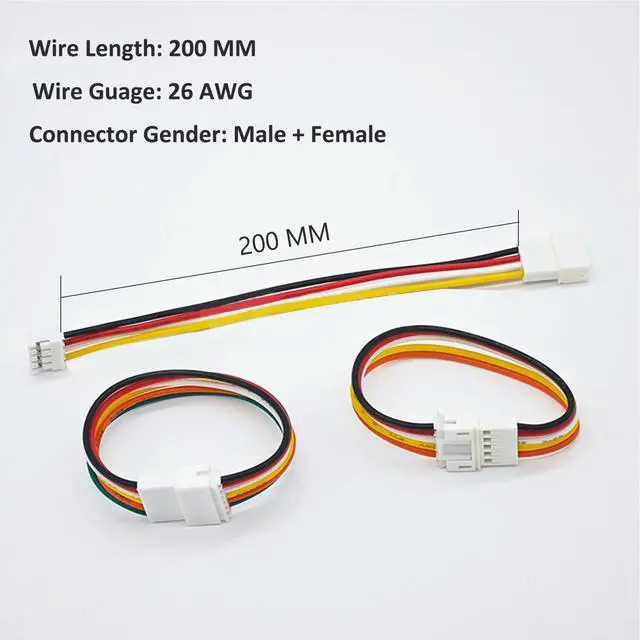 Alt view image 5 of 7 - 0 PCS JST PH 2.0mm 2 3 4 5 Pin Connector, Male and Female Double Connector End with 200mm Extension Cable AWG 26