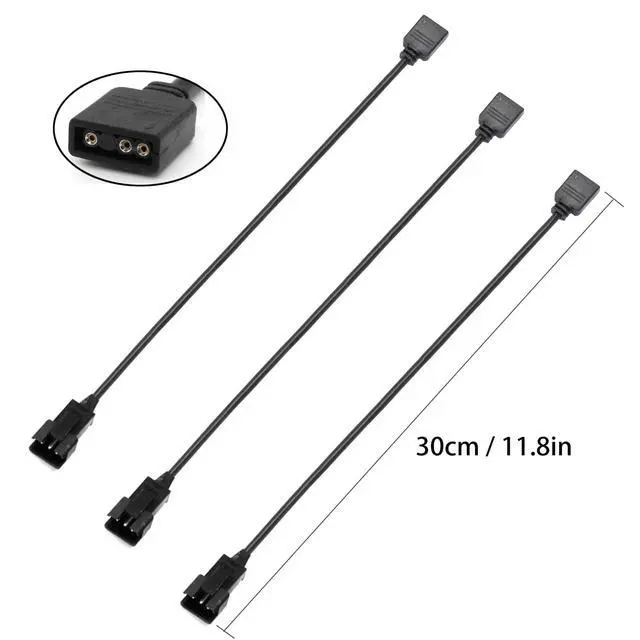 Alt view image 3 of 5 - (3-Pack) ARGB Extension Cable, 5V 3-pin to JST SM 3Pin Male ARGB Adapter Cable 1-to-1, Addressable RGB Extension Cable, 1 to 1 Male ARGB Cable, 11.8 Inches