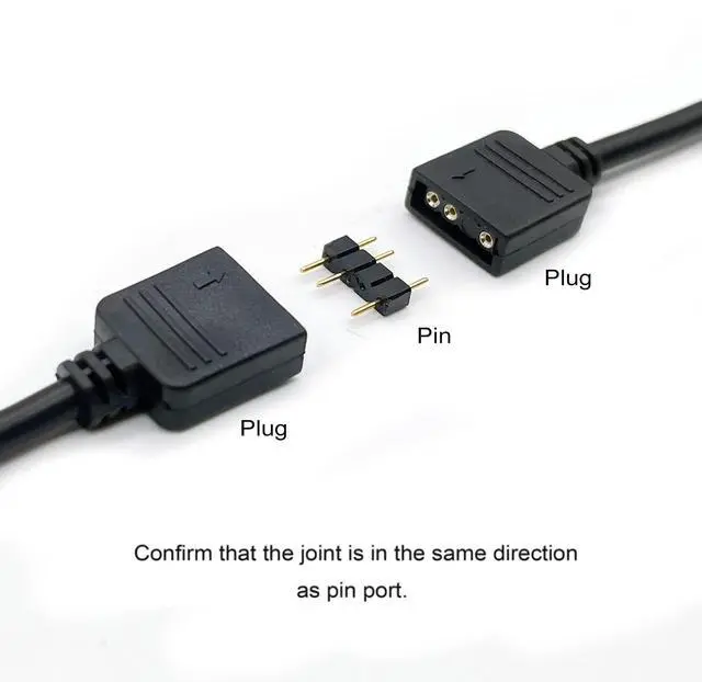 Alt view image 4 of 6 - 1-to-4 ARGB Splitter Cable, 5V 3 Pin Addressable RGB Extension Cable (2 Pack, 50cm/19.6in, Black, Compatible with PC Computer, Addressable RGB LED Strips, 5V ARGB Fans)