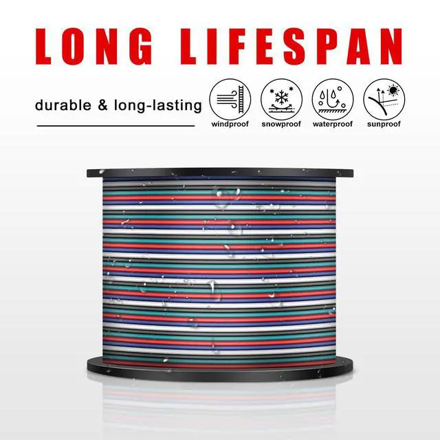 Alt view image 5 of 7 - 100ft RGBW LED Extension Cable 22 Gauge 5Pin 12V DC Electrical Wire 5 Colors 22AWG Wires with 10PCS shrinkable Tubes for RGBW 3528 5050 Led Strip Copper Clad Aluminum Copper Wire