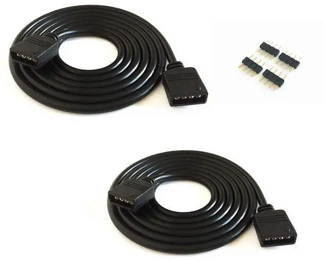 Main image of 2 pcs/pack black 5M 16.4ft 4 Color RGB Extension Cable LED Strip Connector Extension Cable Cord Wire 4 Pin LED Connector for SMD 5050 3528 2835 RGB LED Light Strip rgb wirergb extension cable