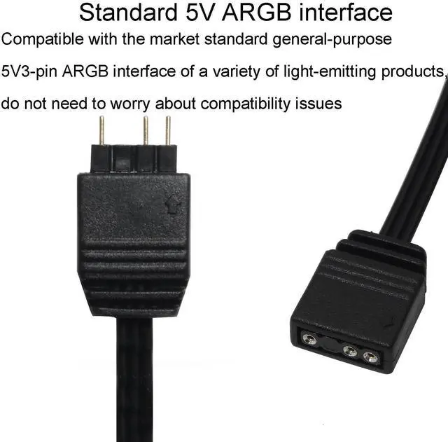 Alt view image 3 of 5 - 2PCS Fan Light Adapter Cable Extension Cable Adapter Cable 30cm Can Connect to Any 5V 3-Pin ARGB Devices