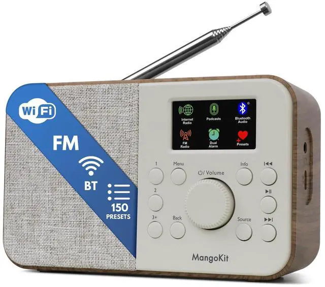 Main image of SR-L WiFi Internet Radio, Podcast Player, Bluetooth Speaker,150 Presets, Portable FM Radio, Alarm Clock Radio, Compact Kitchen Radio with Full Colour Display, Mains or Battery Powered-Walnut