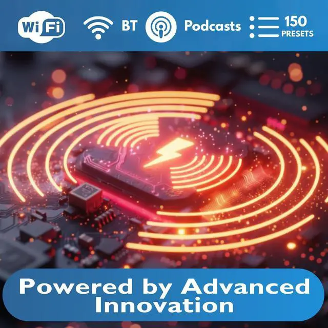 Alt view image 6 of 6 - SR-L WiFi Internet Radio, Podcast Player, Bluetooth Speaker,150 Presets, Portable FM Radio, Alarm Clock Radio, Compact Kitchen Radio with Full Colour Display, Mains or Battery Powered-Walnut