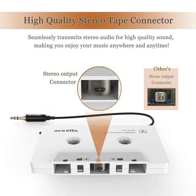 Alt view image 4 of 7 - Car Audio Cassette to Aux Adapter, 3.5 MM Auxillary Cable Tape Adapter
