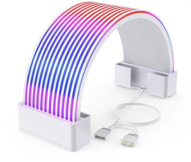 Main image of RGB PSU Cables LED Strips,ARGB PC Cable Cover Compatible 24 Pin Motherboard Extension Cable,Power Supply Cables,3Pin SYNC for Computer Setup 8In