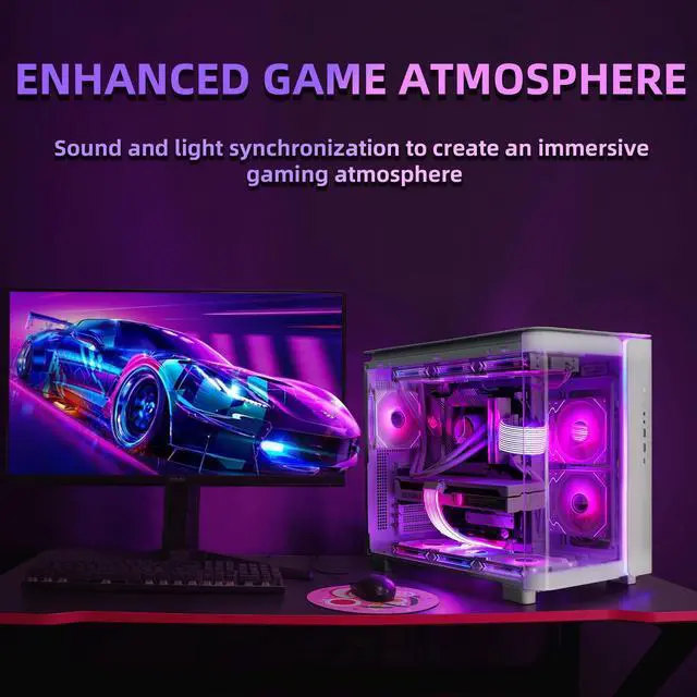 Alt view image 7 of 7 - RGB PSU Cables LED Strips,ARGB PC Cable Cover Compatible 24 Pin Motherboard Extension Cable,Power Supply Cables,3Pin SYNC for Computer Setup 8In