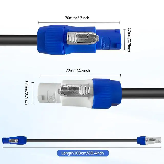 Alt view image 2 of 7 - PowerCon Power Cable AC PowerCon Input to Output 12AWG 3 Pin Power Extension Cable for LED Screen Beam Moving Head Light, Stage Light Power,Audio Video Equipment and More-10FT